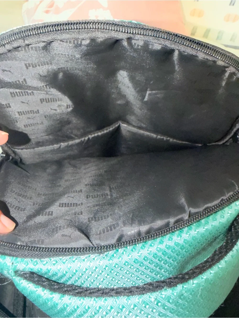 Puma Teal and Black Backpack with Reflective Logo